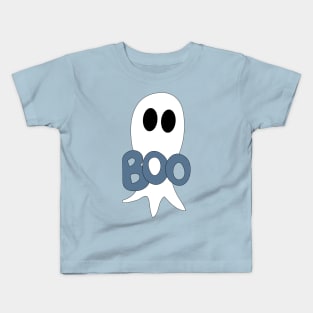 Cute Halloween ghost cartoon with BOO text Kids T-Shirt